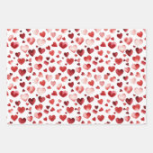 Feuille De Papier Cadeau Aquarelle Coeurs rouges Saint Valentin (Devant)