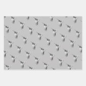 Feuille De Papier Cadeau Aquarelle Colibri noir et blanc (Devant 3)