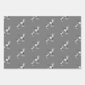 Feuille De Papier Cadeau Aquarelle Colibri noir et blanc (Devant)