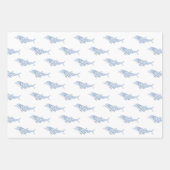 Feuille De Papier Cadeau Aquarelle côtière bleu Polka Dot Dolphin (Devant)