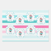 Feuille De Papier Cadeau Aquarelle Crème glacée Dimanche Anniversaire (Devant)