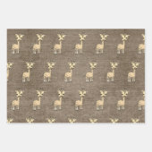 Feuille De Papier Cadeau Aquarelle Cute Giraffe Sur Faux Burlap Rustique (Devant 3)