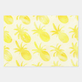 Feuille De Papier Cadeau Aquarelle d'ananas jaune (Devant 3)