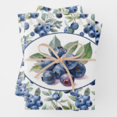 Feuille De Papier Cadeau Aquarelle de bleuets mignons (En situation)