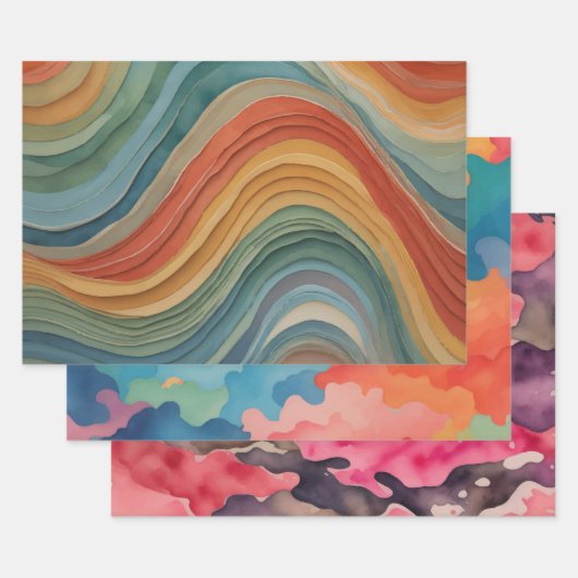 Feuille De Papier Cadeau aquarelle de camouflage (Lot)