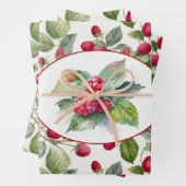 Feuille De Papier Cadeau Aquarelle de framboises mignonnes (En situation)