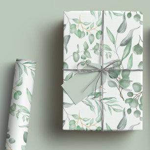 Feuille De Papier Cadeau Aquarelle de l'Eucalyptus vert Sage Botanique