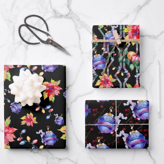 Feuille De Papier Cadeau Aquarelle de Noël (Recto)