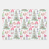 Feuille De Papier Cadeau Aquarelle de Noël, Arbres de Noël (Devant)