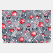 Feuille De Papier Cadeau Aquarelle de Noël noir blanc (Devant 3)