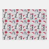 Feuille De Papier Cadeau Aquarelle de Noël Penguins Coordination (Devant 3)