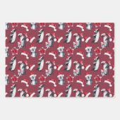 Feuille De Papier Cadeau Aquarelle de Noël Penguins Coordination (Devant 2)