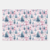 Feuille De Papier Cadeau Aquarelle de Noël rose neige Design (Devant 3)