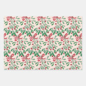 Feuille De Papier Cadeau Aquarelle de Noël Rustique Mistletoe (Devant 2)