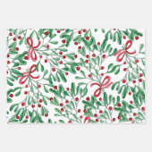 Feuille De Papier Cadeau Aquarelle de Noël Rustique Mistletoe (Devant)