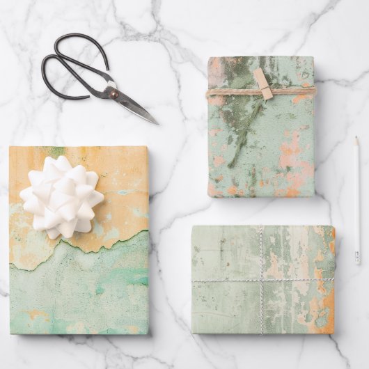 Feuille De Papier Cadeau Aquarelle de peinture verte rouillée (Recto)