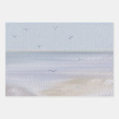 Feuille De Papier Cadeau Aquarelle de plage de rivage côtier (Devant 3)