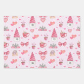 Feuille De Papier Cadeau Aquarelle de Saint Valentin Motif rose (Devant 3)