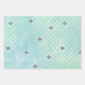 Feuille De Papier Cadeau Aquarelle de sirène de Parties scintillant Silver  (Devant 2)