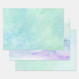 Feuille De Papier Cadeau Aquarelle de teint bleu de noue de Mint Aqua