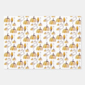 Feuille De Papier Cadeau Aquarelle de Thanksgiving Citrouilles (Devant)