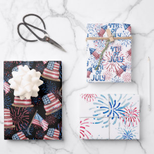 Feuille De Papier Cadeau Aquarelle des États-Unis