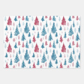 Feuille De Papier Cadeau Aquarelle d'hiver simple moderne rouge et vert arb (Devant)