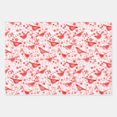 Feuille De Papier Cadeau Aquarelle d'oiseaux rouge (Devant 2)