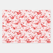 Feuille De Papier Cadeau Aquarelle d'oiseaux rouge (Devant)