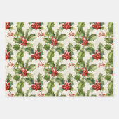 Feuille De Papier Cadeau Aquarelle douce Holly & Berries Design élégant (Devant)