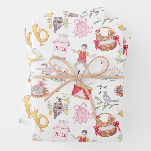 Feuille De Papier Cadeau Aquarelle Douze Jours de Noël Photo (En situation)