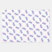 Feuille De Papier Cadeau Aquarelle dragonale rose bleu classique (Devant 3)