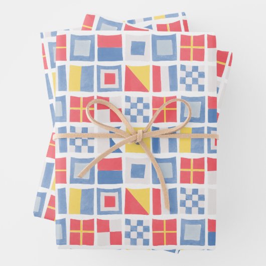 Feuille De Papier Cadeau Aquarelle Drapeaux marins Drapeaux marins Douche à (En situation)