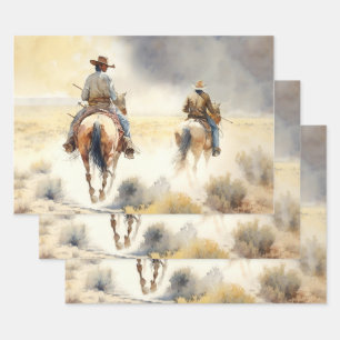 Feuille De Papier Cadeau Aquarelle Dusty Western "Prairie Storm"