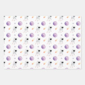 Feuille De Papier Cadeau Aquarelle Espace Galaxie Astronaut (Devant)