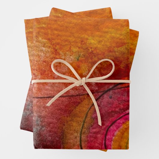 Feuille De Papier Cadeau Aquarelle Et Encre Joli Art Motif Abstrait (En situation)