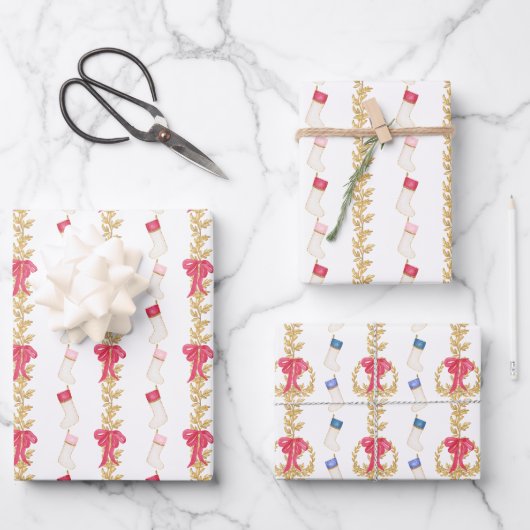 Feuille De Papier Cadeau Aquarelle et Garland (Recto)