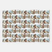 Feuille De Papier Cadeau Aquarelle Festive Chevaux Noël (Devant 3)