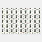 Feuille De Papier Cadeau Aquarelle Festive Noir Motif de la porte avant (Devant 2)