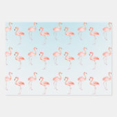 Feuille De Papier Cadeau Aquarelle Flamants roses roses   (Devant)