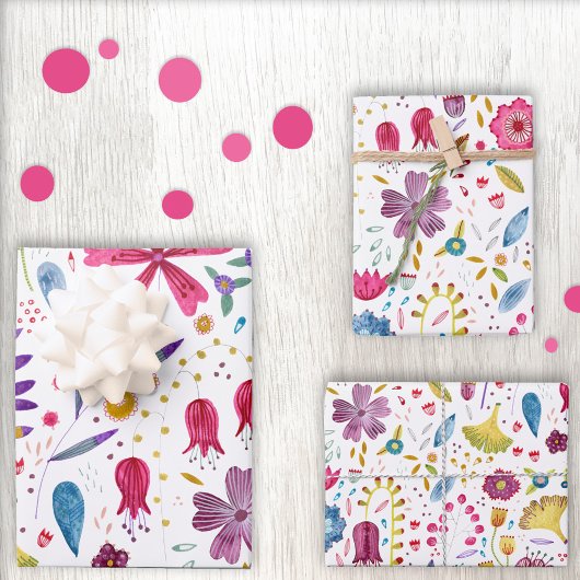 Feuille De Papier Cadeau Aquarelle Fleur sauvage Botanique