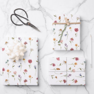 Feuille De Papier Cadeau Aquarelle Fleur sauvage de printemps