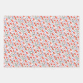 Feuille De Papier Cadeau Aquarelle fleur sauvage En Rouge Doux Et Bleu (Devant)