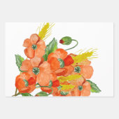 Feuille De Papier Cadeau Aquarelle fleurs de coquelicot mignonnes (Devant)