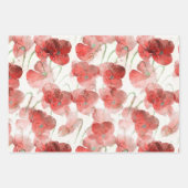 Feuille De Papier Cadeau Aquarelle Fleurs de pavot rouge (Devant)