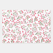 Feuille De Papier Cadeau Aquarelle fleurs d'hiver - rouge (Devant)