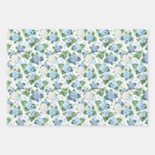 Feuille De Papier Cadeau Aquarelle Fleurs d'Hydrangée Envelopper les feuill (Devant 3)