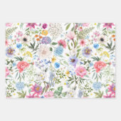Feuille De Papier Cadeau Aquarelle Fleurs Jardins Mixtes (Devant)