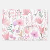 Feuille De Papier Cadeau Aquarelle Fleurs roses (Devant 2)