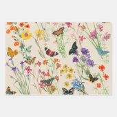 Feuille De Papier Cadeau Aquarelle Fleurs sauvages & papillons Jardin Flora (Devant 2)